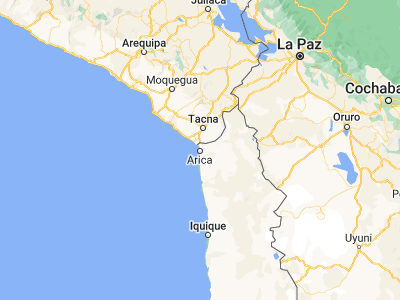 Map showing location of Arica (-18.475, -70.30417)
