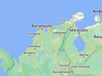 Map showing location of Ariguaní (10.25, -74)
