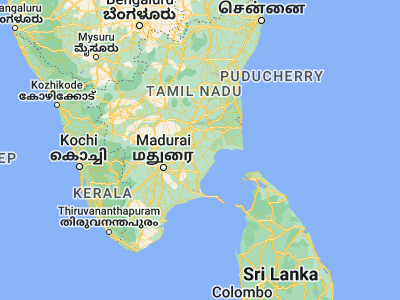 Map showing location of Arimalam (10.26667, 78.9)