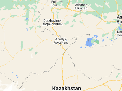 Map showing location of Arkalyk (50.24915, 66.92027)
