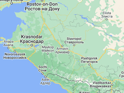 Map showing location of Armavir (44.9892, 41.1234)