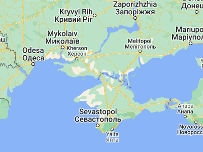 Map showing location of Armyans’k (46.10919, 33.69206)