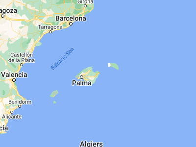 Map showing location of Artà (39.69315, 3.34979)