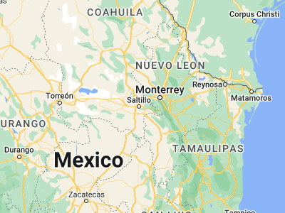 Map showing location of Arteaga (25.46667, -100.85)