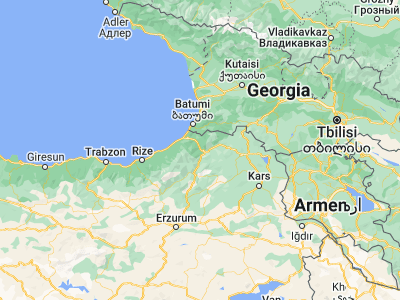 Map showing location of Artvin (41.18222, 41.81944)