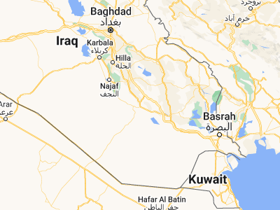 Map showing location of As Samawah (31.33198, 45.2944)