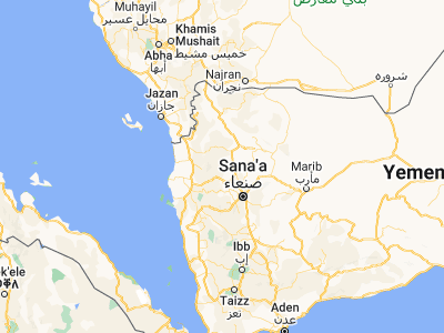 Map showing location of As Sūdah (15.95861, 43.78083)
