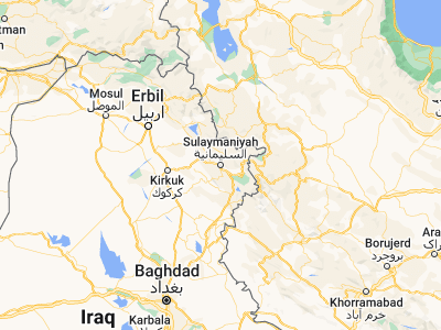 Map showing location of As Sulaymānīyah (35.56496, 45.4329)
