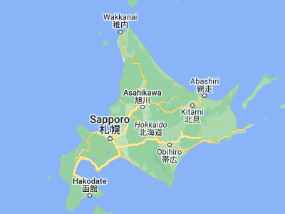 Map showing location of Asahikawa (43.76778, 142.37028)