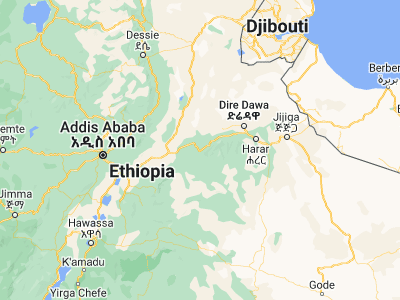 Map showing location of Āsbe Teferī (9.08333, 40.86667)