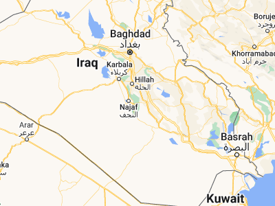 Map showing location of Ash Shāmīyah (31.96257, 44.60075)