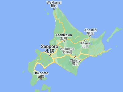 Map showing location of Ashibetsu (43.50972, 142.18556)