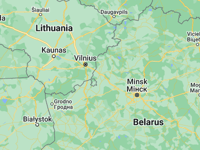 Map showing location of Ashmyany (54.421, 25.936)