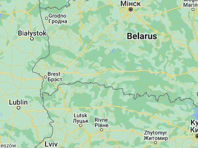 Map showing location of Asnyezhytsy (52.1891, 26.1299)