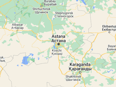 Map showing location of Astana (51.1801, 71.44598)