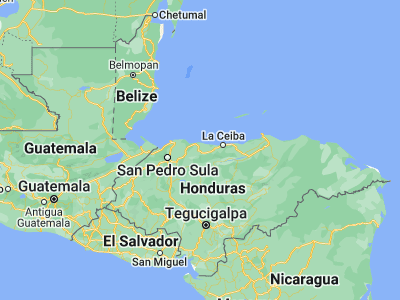 Map showing location of Atenas de San Cristóbal (15.68333, -87.31667)