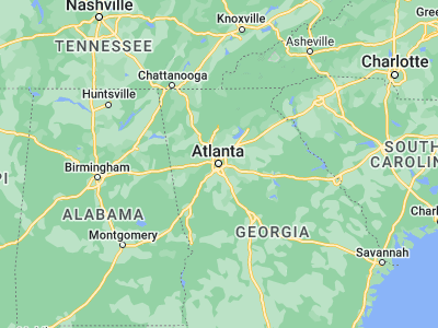 Map showing location of Atlanta (33.749, -84.38798)