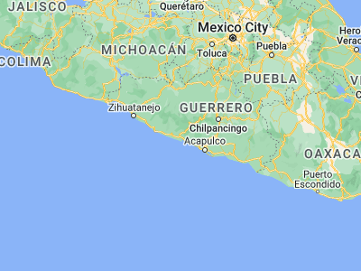 Map showing location of Atoyac de Alvarez (17.2, -100.43333)