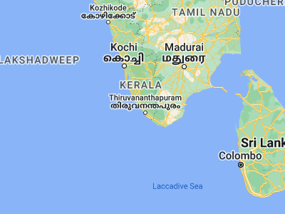 Map showing location of Attingal (8.68333, 76.83333)