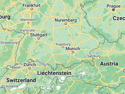 Map showing location of Augsburg (48.36667, 10.88333)