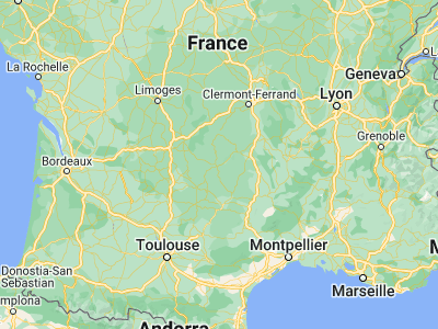Map showing location of Aurillac (44.91667, 2.45)