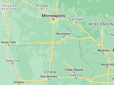 Map showing location of Austin (43.66663, -92.97464)