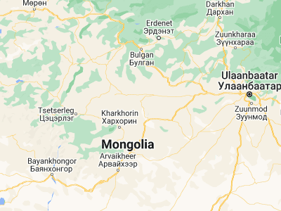 Map showing location of Avdzaga (47.63333, 103.51667)