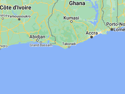 Map showing location of Axim (4.86992, -2.24046)