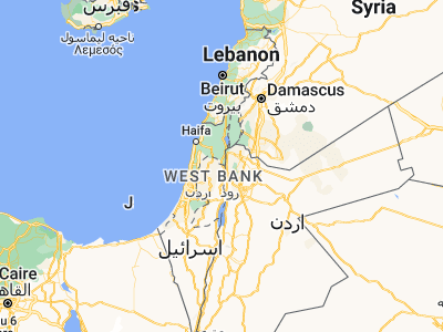 Map showing location of ‘Ayn al Bayḑā (32.38051, 35.50838)