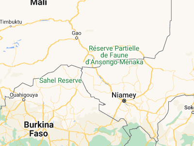 Map showing location of Ayorou (14.73075, 0.91738)
