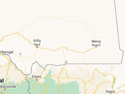 Map showing location of ’Ayoûn el ’Atroûs (16.6614, -9.6149)