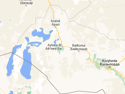 Map showing location of Ayteke Bi (45.84608, 62.15264)