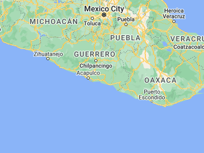 Map showing location of Ayutla de los Libres (16.9, -99.21667)