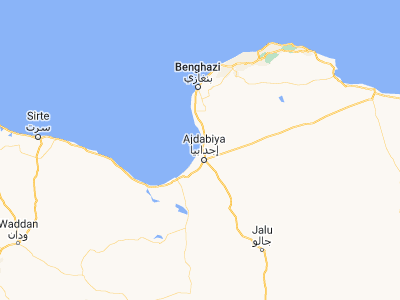 Map showing location of Az Zuwaytīnah (30.9522, 20.12022)