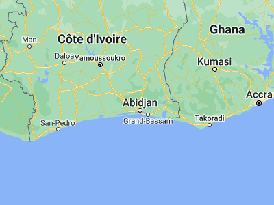 Map showing location of Azaguié (5.62984, -4.08204)
