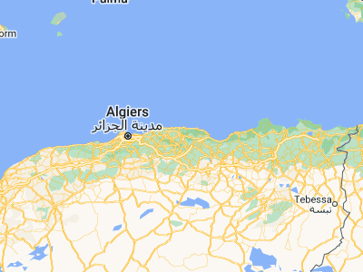 Map showing location of Azazga (36.74472, 4.37222)
