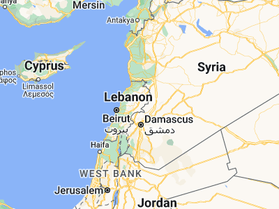 Map showing location of Baalbek (34.00583, 36.21806)