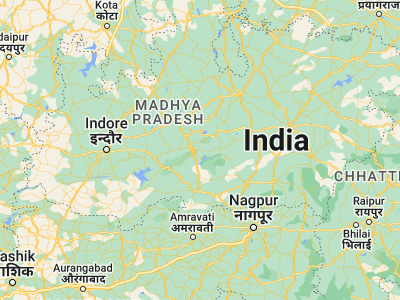 Map showing location of Bābai (22.7, 77.93333)