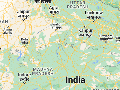 Map showing location of Babīna (25.24215, 78.46603)