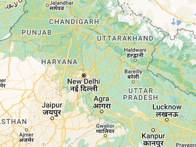 Map showing location of Bābūgarh (28.72364, 77.84621)