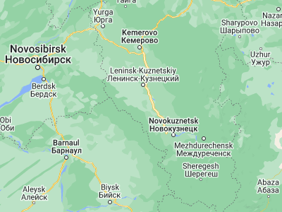 Map showing location of Bachatskiy (54.2927, 86.1285)