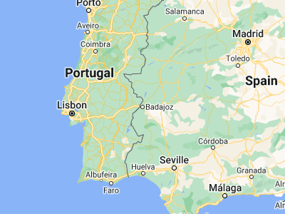 Map showing location of Badajoz (38.87789, -6.97061)