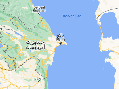 Map showing location of Badamdar (40.33944, 49.80389)
