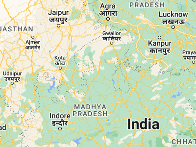 Map showing location of Badarwās (24.97613, 77.56645)