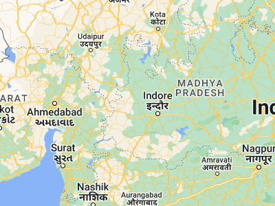 Map showing location of Badnāwar (23.01667, 75.21667)