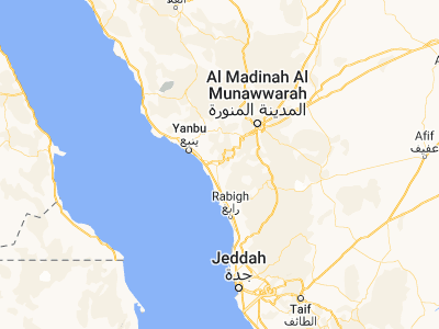 Map showing location of Badr Ḩunayn (23.78292, 38.79047)