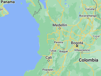Map showing location of Bagadó (5.41164, -76.4152)