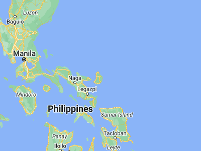 Map showing location of Bagamanoc (13.941, 124.2878)