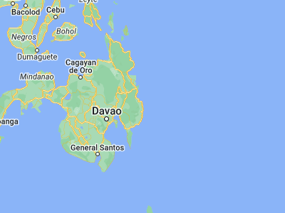Map showing location of Baganga (7.57389, 126.56)
