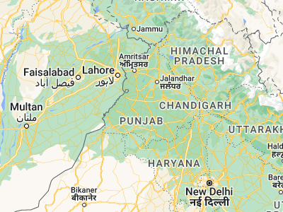 Map showing location of Bāgha Purāna (30.68747, 75.09572)